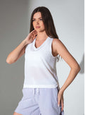 Baila V Neck Tank - Technical Athletic Tank with High - Low Hem Tops - inPhorm NYCWhite