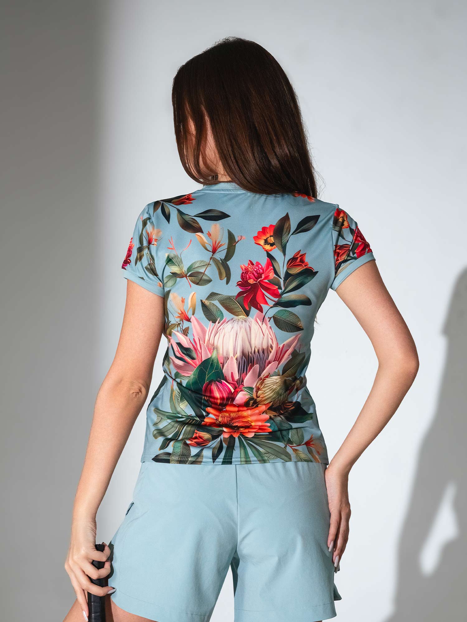 Sustainable Harper Short Sleeve Crewneck - Viridian Print