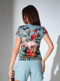 Sustainable Harper Short Sleeve Crewneck - Viridian Print