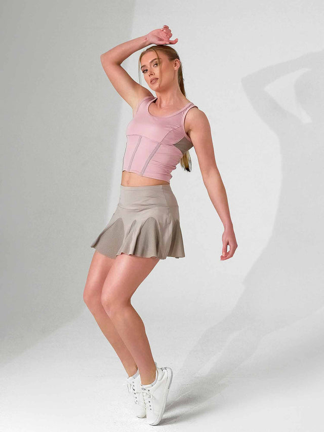 Light Gray MAI TANK | Recycled Performance Crop Top with Mesh Back