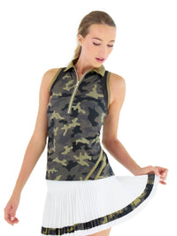 Neisha Classic Sleeveless Polo - Camo/Black/Golden Green