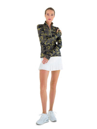 Performance Half Zip High Collar Long Sleeve With Camo Print