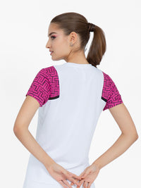 Colorblock Active Sofia Short Sleeve Crew Neck	- Raspberry Pink