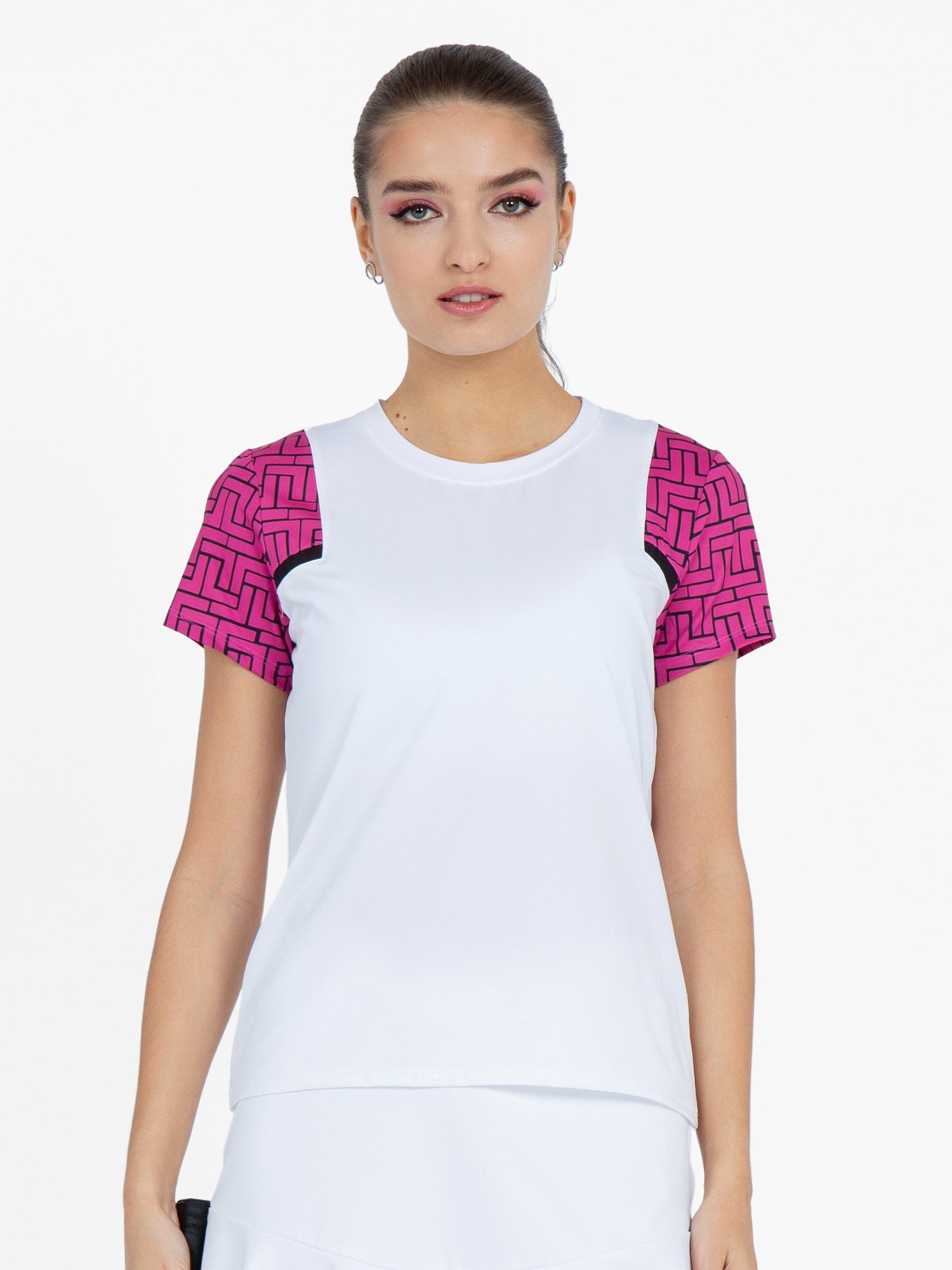 Colorblock Active Sofia Short Sleeve Crew Neck	- Raspberry Pink