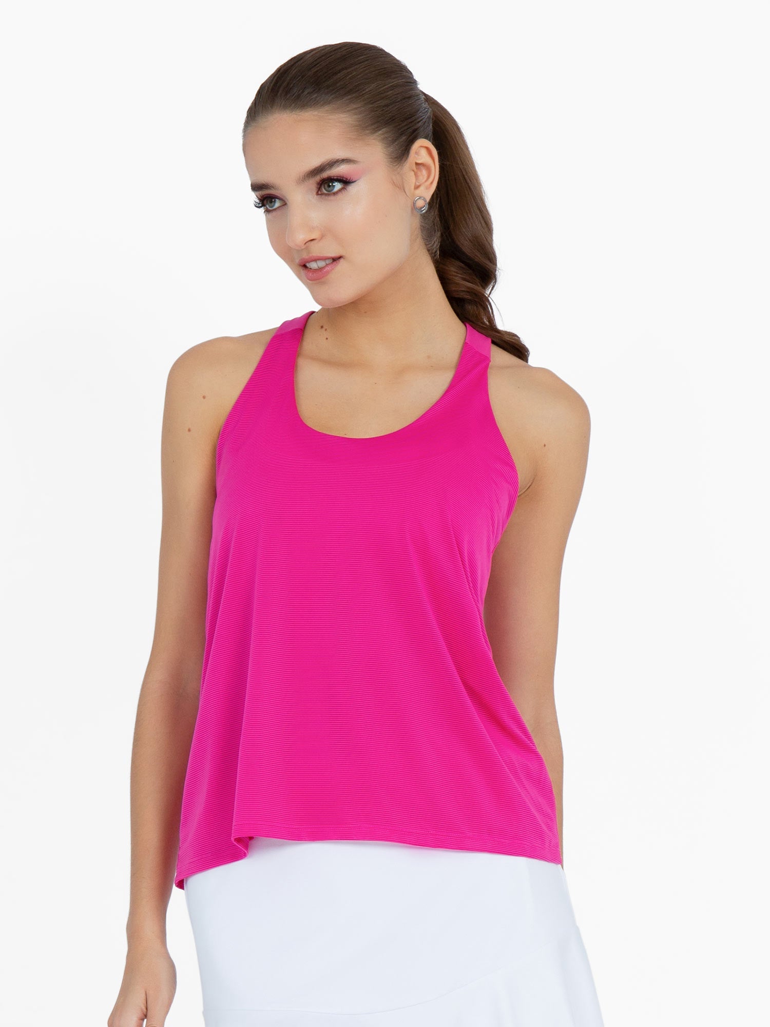 Double-Layered "T" Racer Back Camila Tank - Raspberry Pink