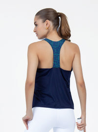 Double-Layered "T" Racer Back Camila Tank - Ink/Ink Tessel