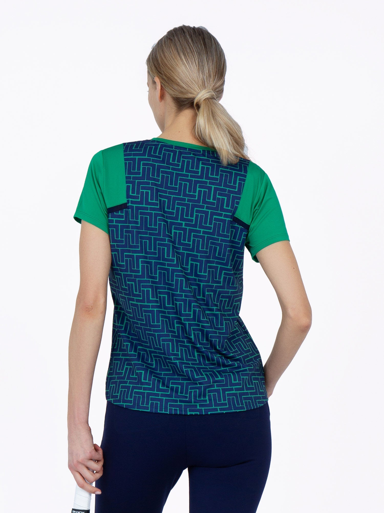 White Smoke Colorblock Active Sofia Short Sleeve Crew Neck	- Ink Tessel/Ivy