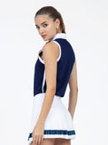 Alexa Performance Sleeveless Polo - Ink/White Tops - inPhorm NYCInk/White