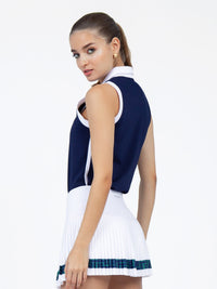Alexa Performance Sleeveless Polo - Ink/White Tops - inPhorm NYCInk/White