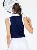 Alexa Performance Sleeveless Polo - Ink/White Tops - inPhorm NYCInk/White
