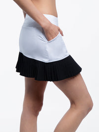 Ashley Asymmetrical 15" Pleated Skirt - White/Black Skirts & Skorts - inPhorm NYCWhite/Black