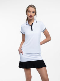 Ashley Asymmetrical 15" Pleated Skirt - White/Black Skirts & Skorts - inPhorm NYCWhite/Black