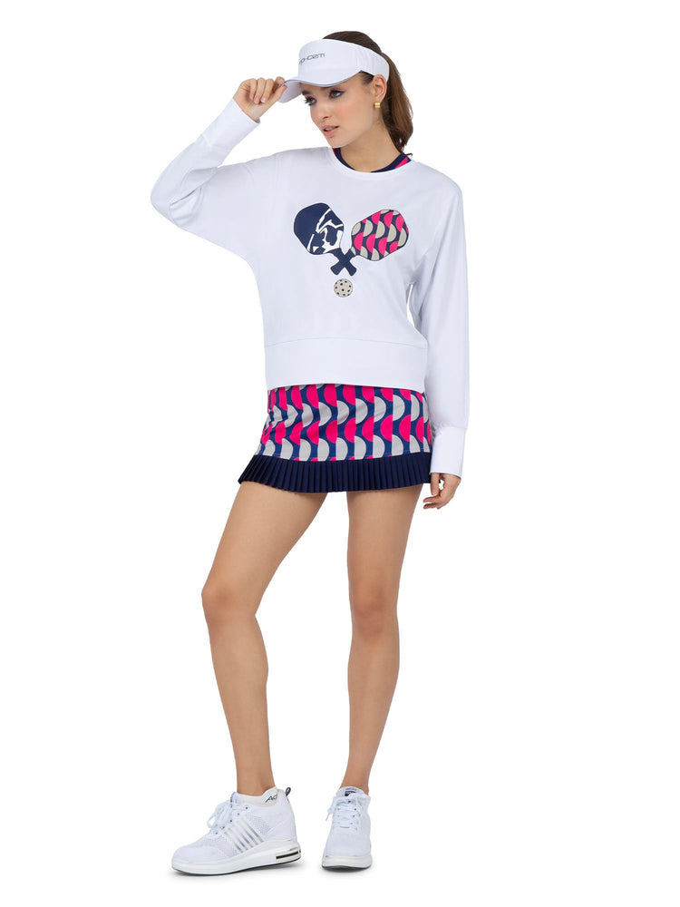 Audrey Tennis & Pickleball Skirt Skirts & Skorts - inPhorm NYCGeo Print/Ink/Silver Sand