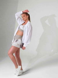 BAILA Mesh Athletic Jacket | Two - Way Zip Performance Bomber | First Position Collection - inPhorm NYCWhite