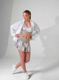 BAILA Mesh Athletic Jacket | Two - Way Zip Performance Bomber | First Position Collection - inPhorm NYCWhite