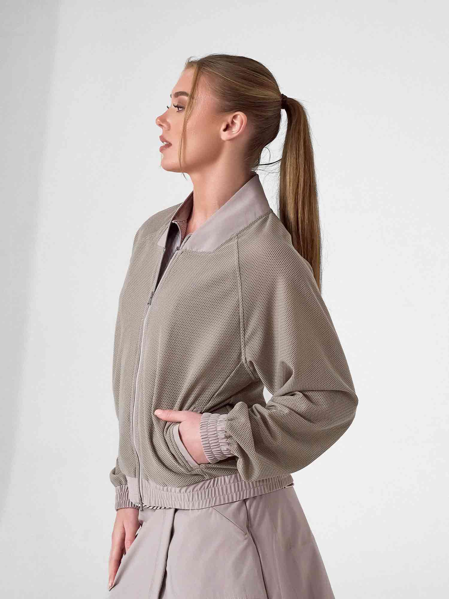 BAILA Mesh Athletic Jacket | Two - Way Zip Performance Bomber | First Position Collection - inPhorm NYCLATTE
