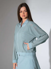 BAILA Mesh Athletic Jacket | Two - Way Zip Performance Bomber Jackets & Outerwear - inPhorm NYCVERIDIAN