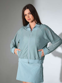 BAILA Mesh Athletic Jacket | Two - Way Zip Performance Bomber Jackets & Outerwear - inPhorm NYCVERIDIAN