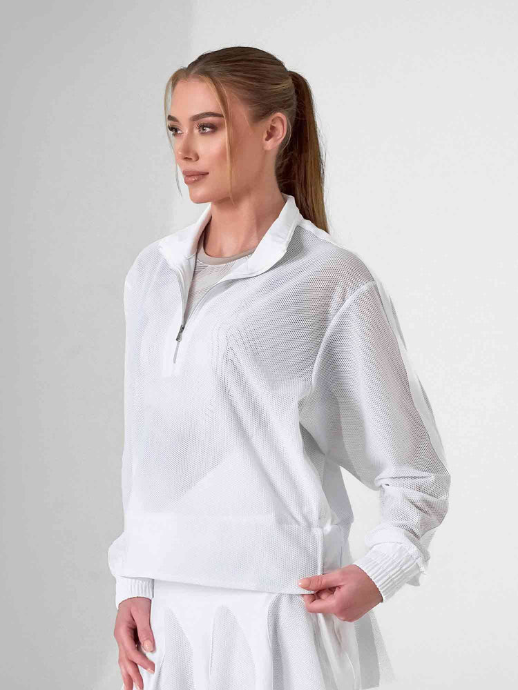 BAILA Mesh Half Zip Pullover | Technical Athletic Top with Pockets | First Position Collection - inPhorm NYCWhite