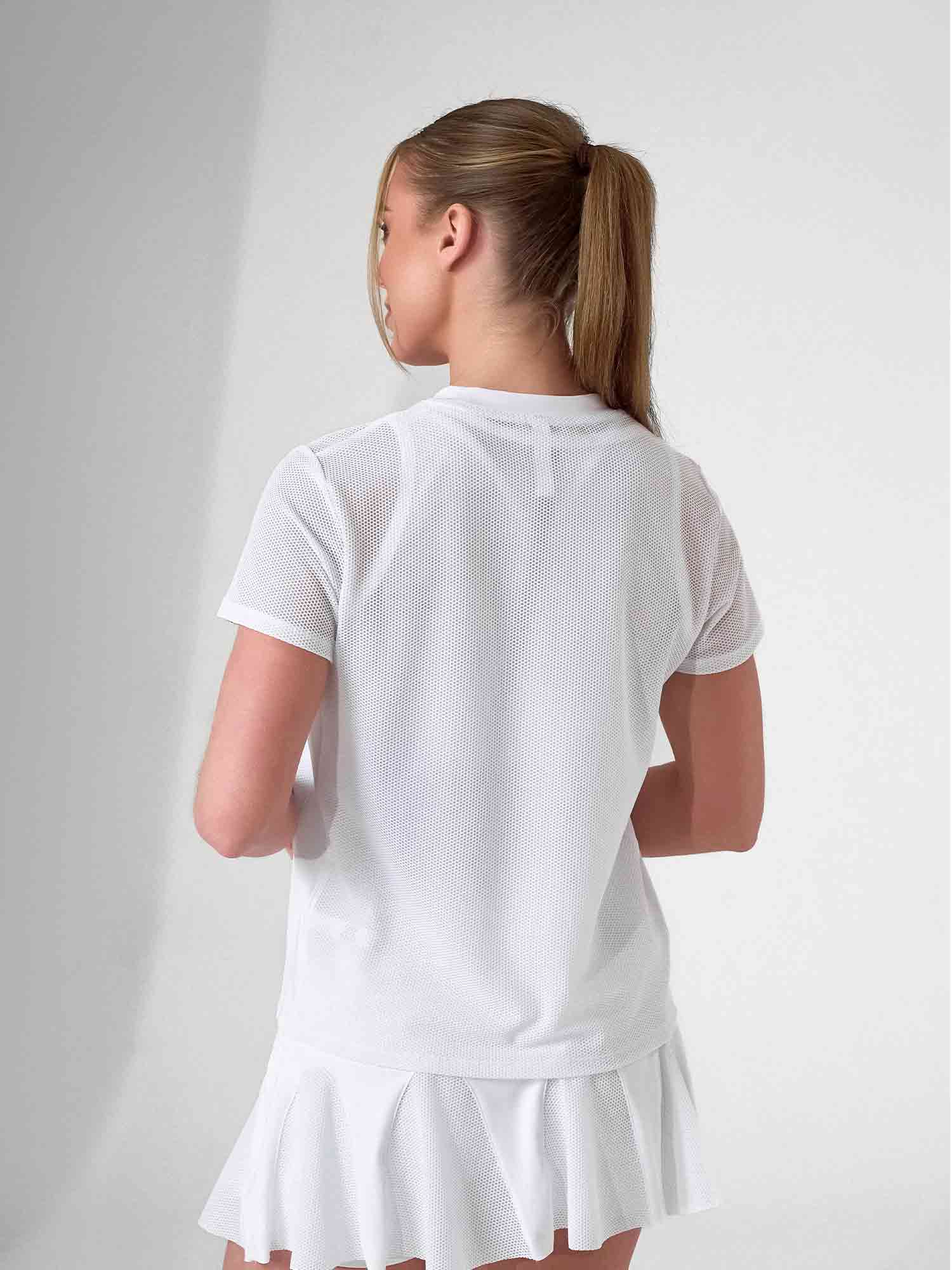BAILA Mesh Short Sleeve Top | Breathable Athletic Crew Neck | First Position Collection - inPhorm NYCWhite