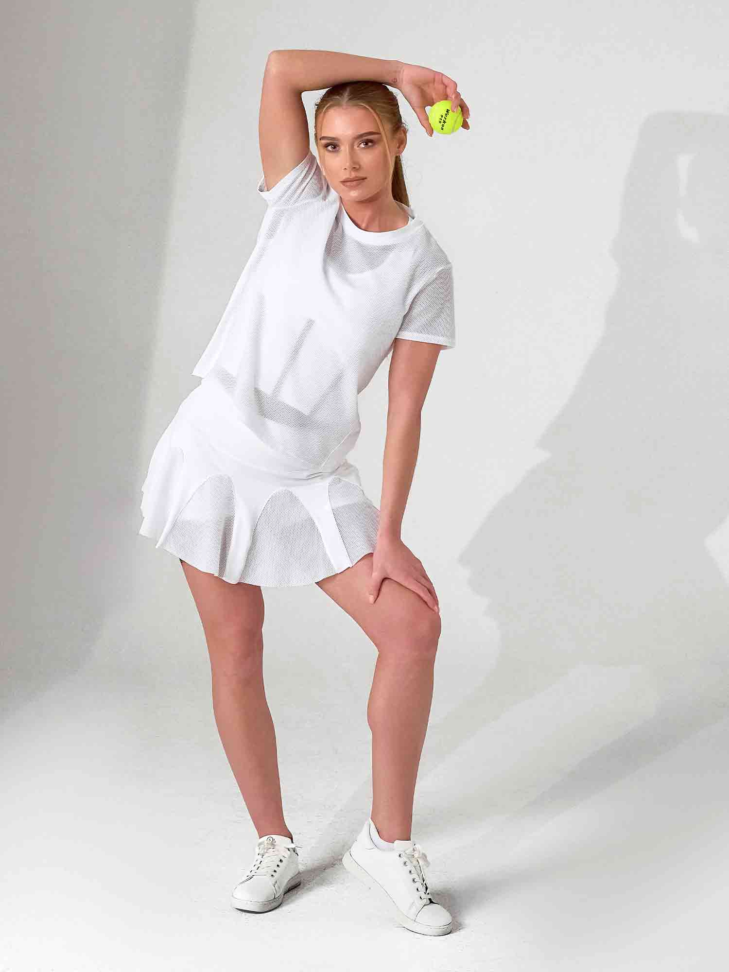 BAILA Mesh Short Sleeve Top | Breathable Athletic Crew Neck | First Position Collection - inPhorm NYCWhite