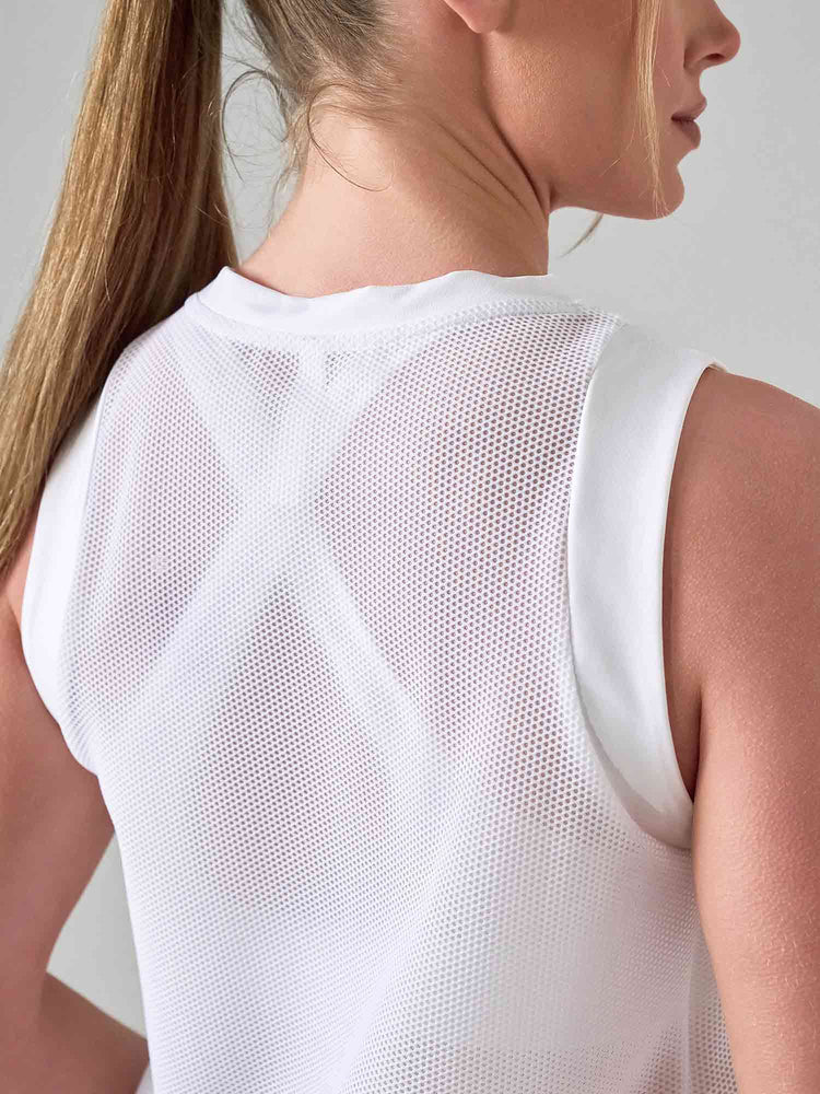 BAILA Mesh Tank Top | Technical Athletic Tank with High - Low Hem | First Position Collection - inPhorm NYCWhite