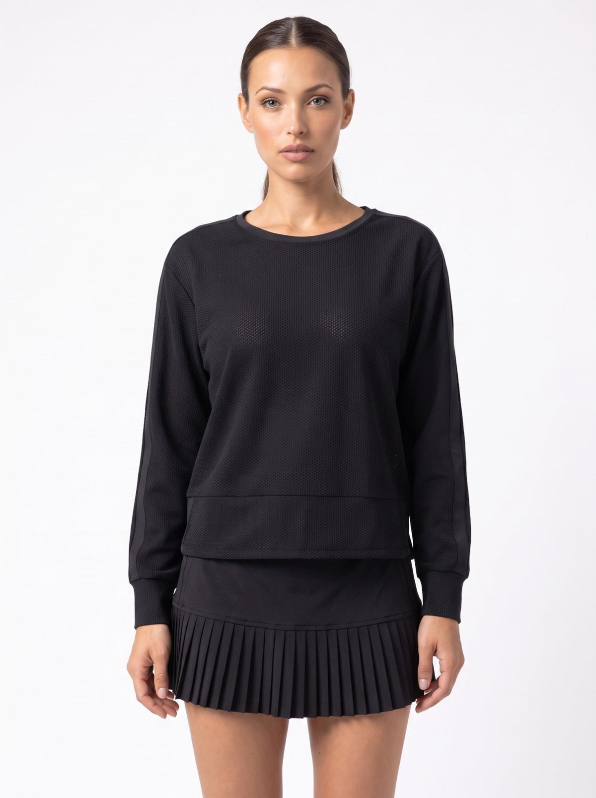 BAILA SWEATSHIRT | Technical Athletic Mesh Top - inPhorm NYCBlack