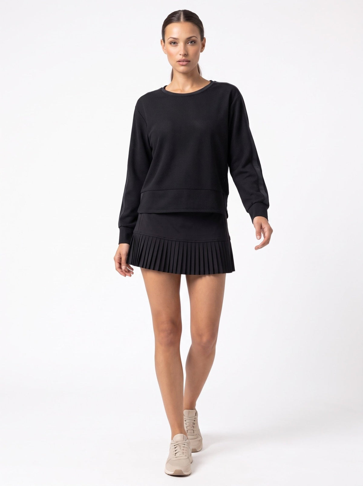 BAILA SWEATSHIRT | Technical Athletic Mesh Top - inPhorm NYCBlack
