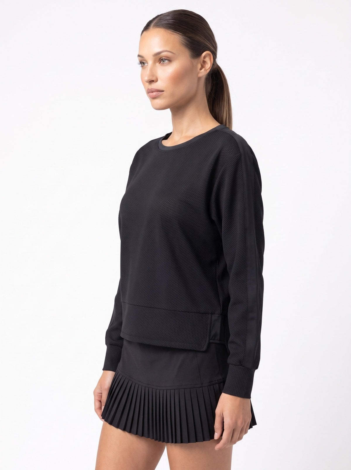 BAILA SWEATSHIRT | Technical Athletic Mesh Top - inPhorm NYCBlack