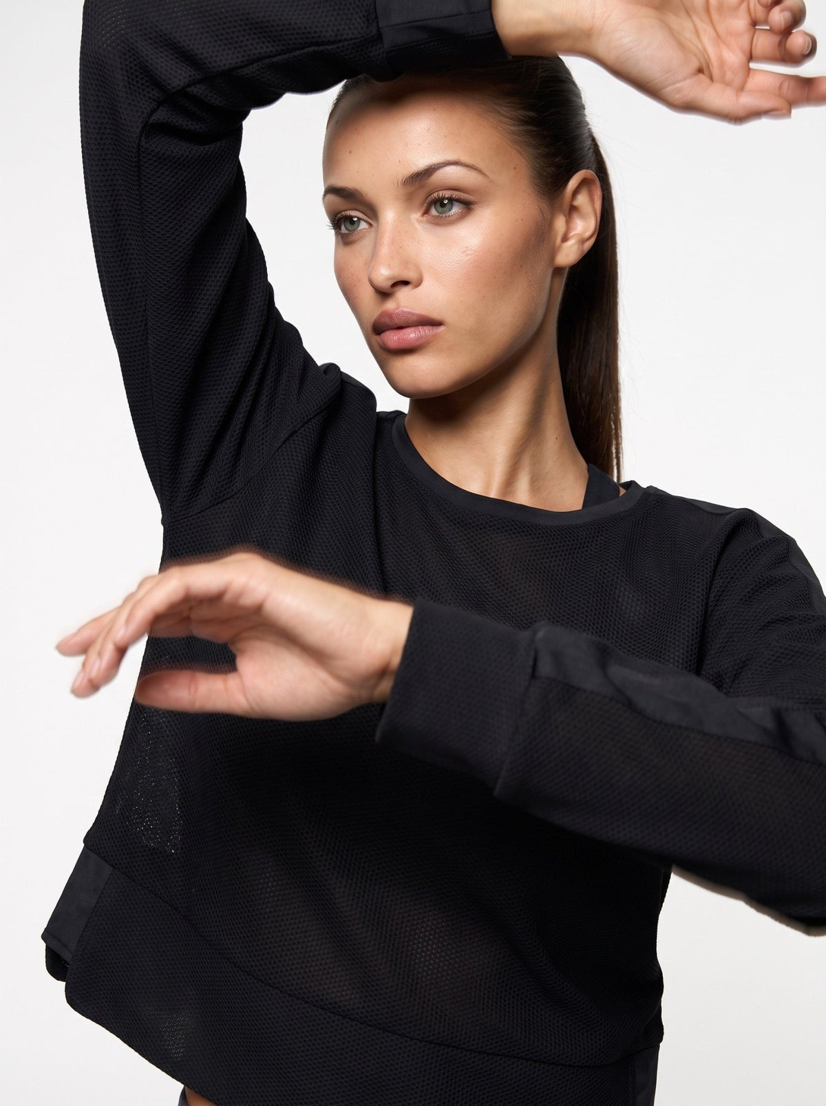 BAILA SWEATSHIRT | Technical Athletic Mesh Top - inPhorm NYCBlack