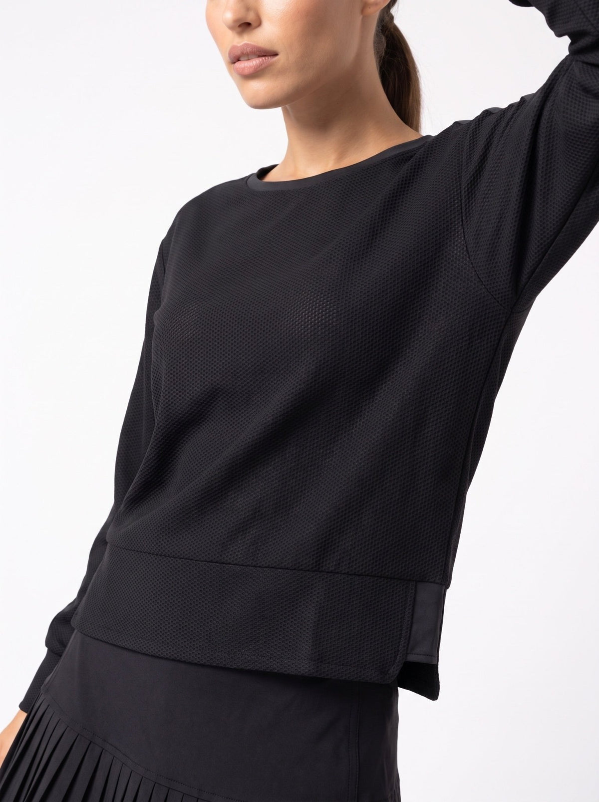 BAILA SWEATSHIRT | Technical Athletic Mesh Top - inPhorm NYCBlack