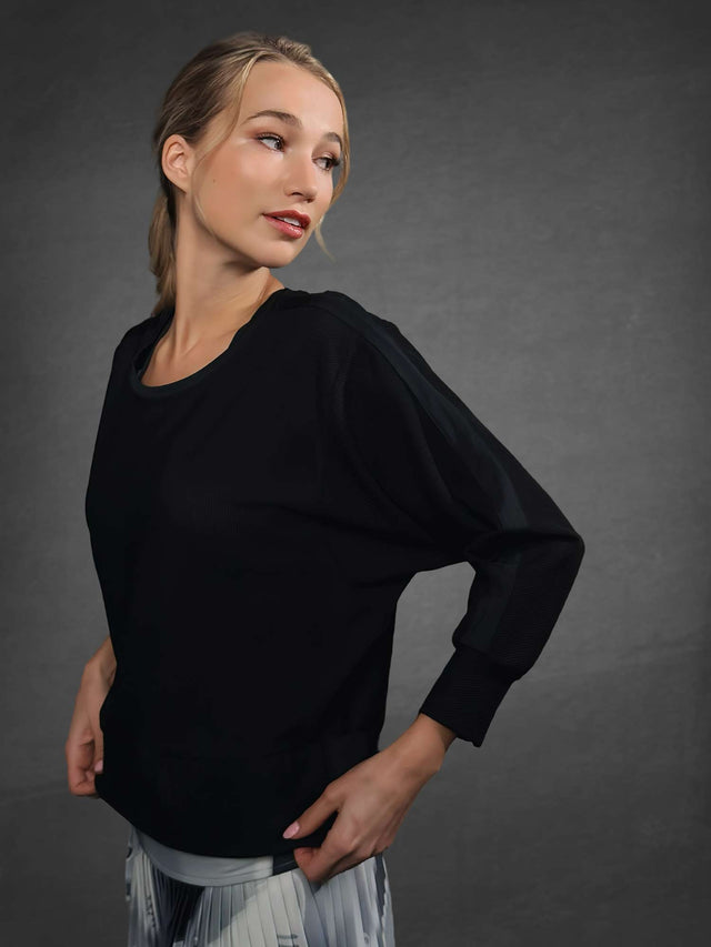 BAILA SWEATSHIRT | Technical Athletic Mesh Top Tops - inPhorm NYCBlack