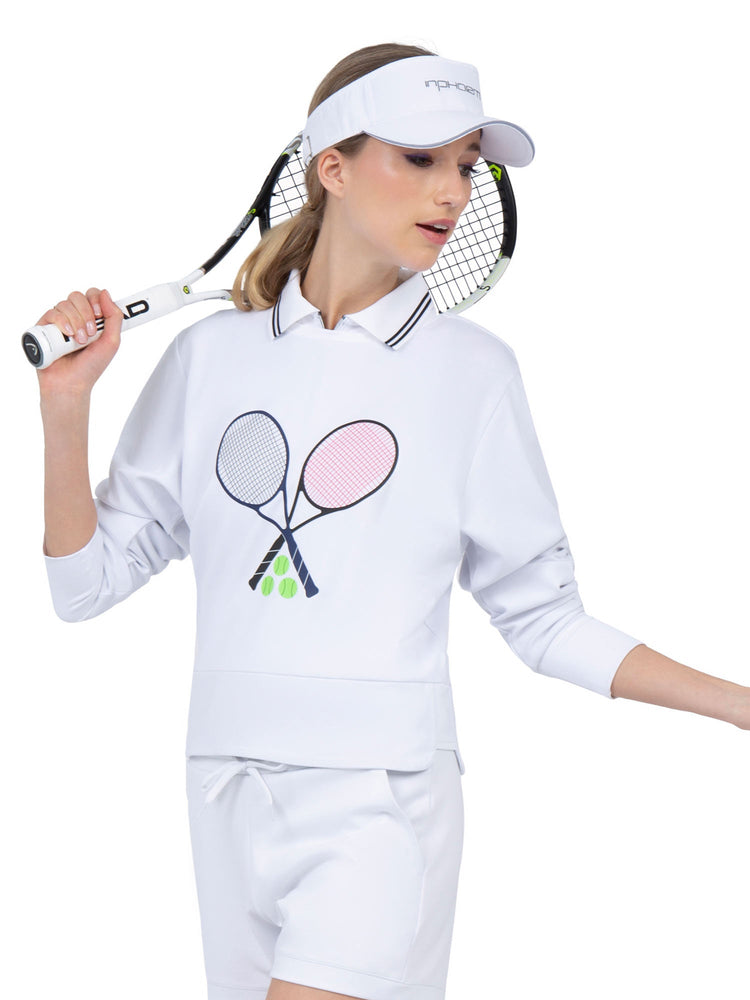 Camila Performance Sweatshirt - Tennis Print Tops - inPhorm NYCTennis Print