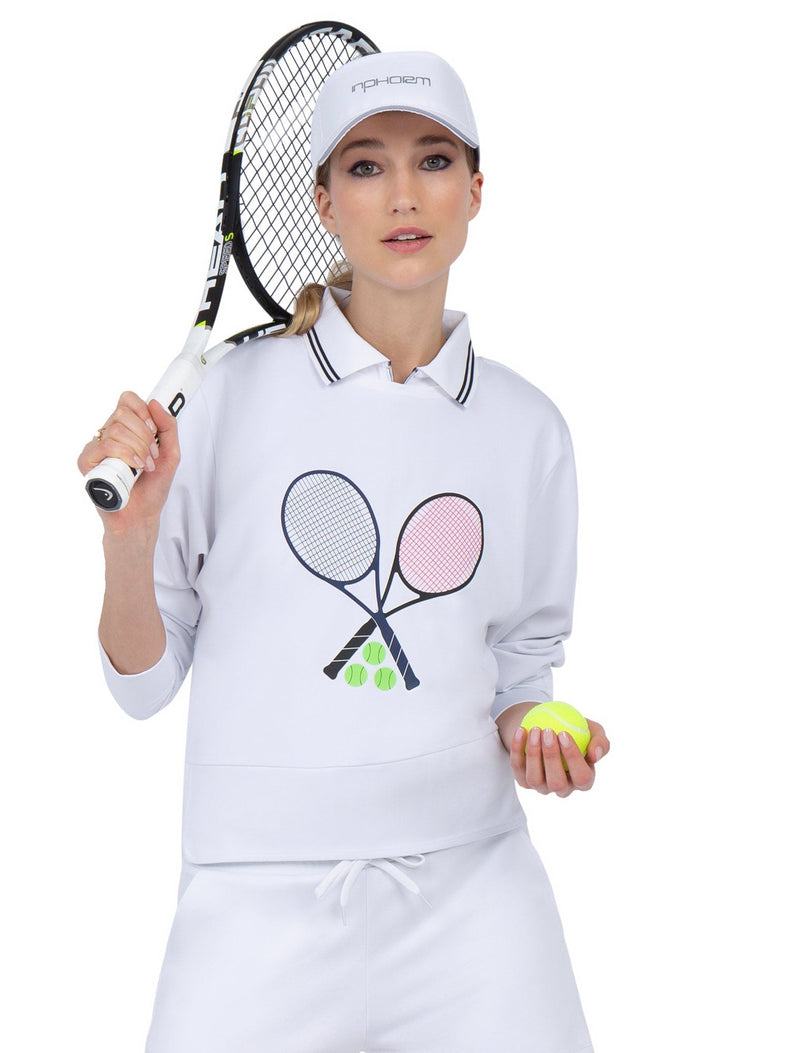 Camila Performance Sweatshirt - Tennis Print Tops - inPhorm NYCTennis Print