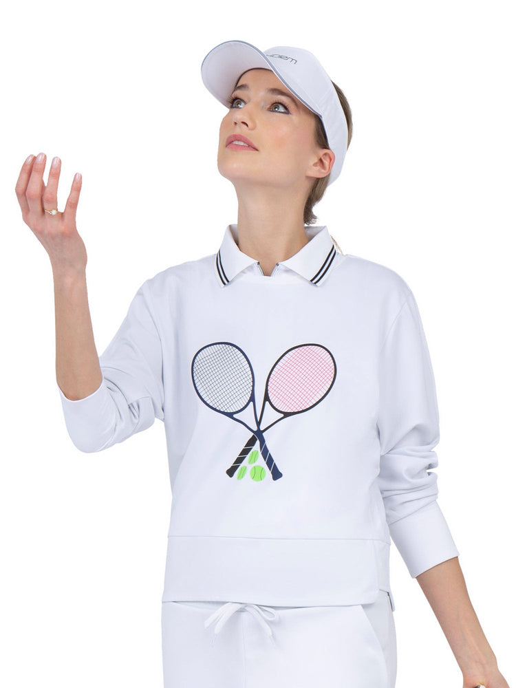 Camila Performance Sweatshirt - Tennis Print Tops - inPhorm NYCTennis Print