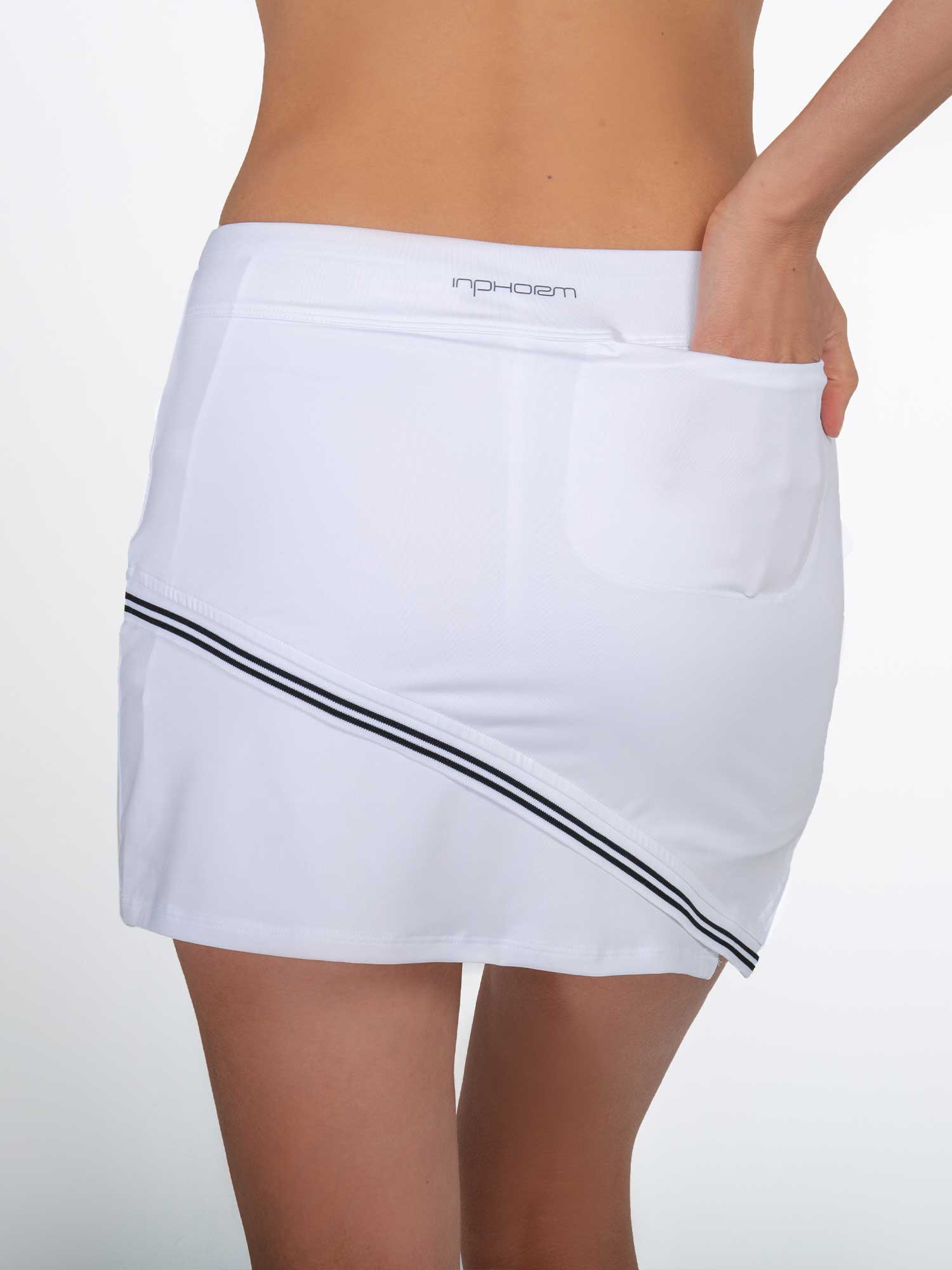 Chloe 15" Asymmetrical Skirt - White/Black Skirts & Skorts - inPhorm NYCWhite/Black