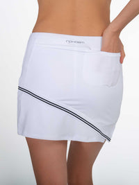 Chloe 15" Asymmetrical Skirt - White/Black Skirts & Skorts - inPhorm NYCWhite/Black