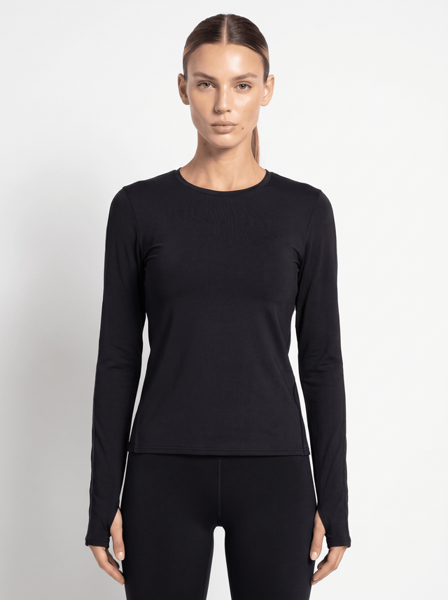 Classic Long Sleeve Crew Neck - Black Tops- inPhorm NYCBlack