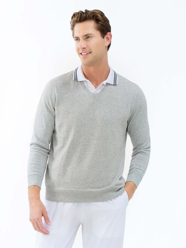 Classic V Neck Sweater - Light Heaher Men - inPhorm NYCLight Heather