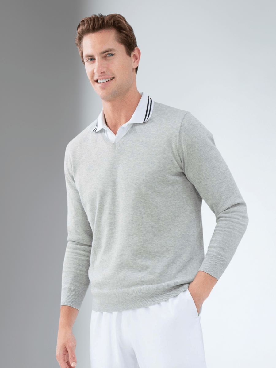 Classic V Neck Sweater - Light Heaher Men - inPhorm NYCLight Heather