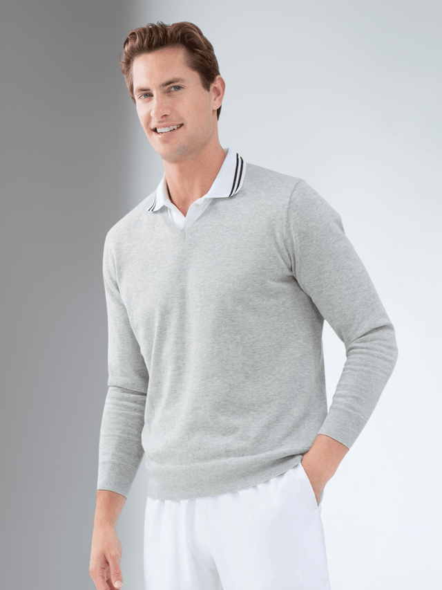 Classic V Neck Sweater - Light Heaher Men - inPhorm NYCLight Heather