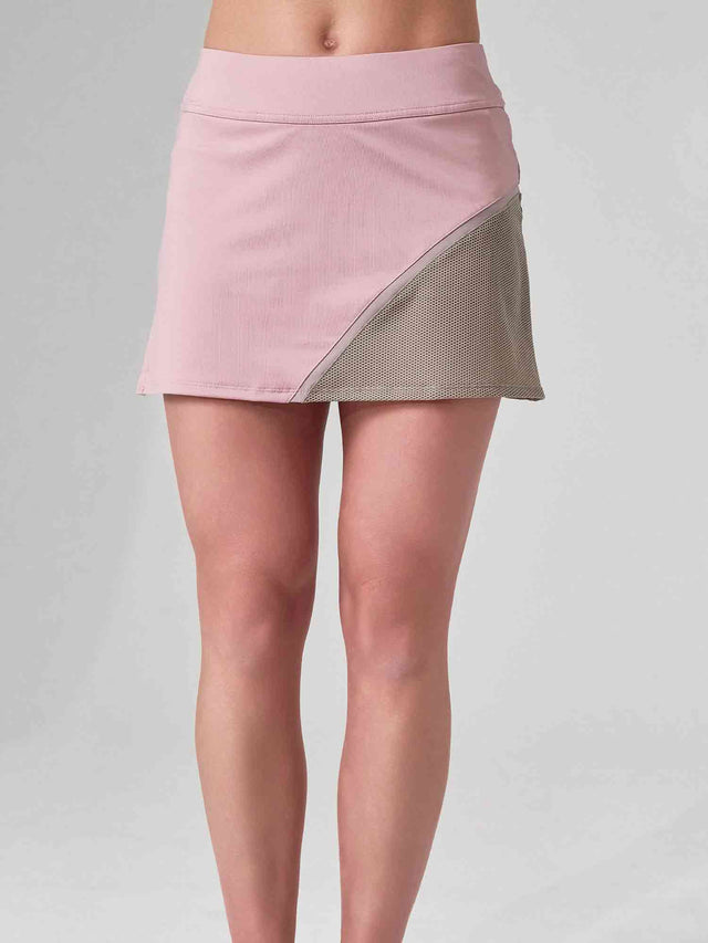 ELISE SKIRT | Mesh Detail Performance Tennis & Pickleball Skirt with Pockets | INPHORM NYC Skirts & Skorts - inPhorm NYCDUSTY PINK/LATTE