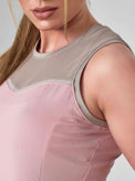 ELISE TANK | Mesh Detail Performance Tank Top for Tennis & Fitness | INPHORM NYC Tops - inPhorm NYCDUSTY PINK/LATTE