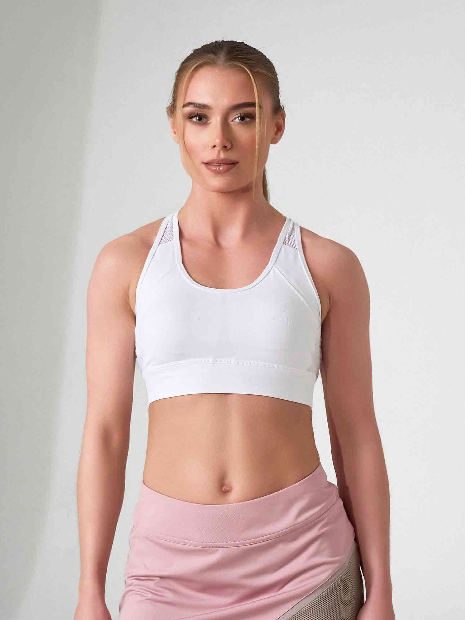 ELLE BRA | High Impact Compression Sports Bra with Crossback Design - inPhorm NYCWhite