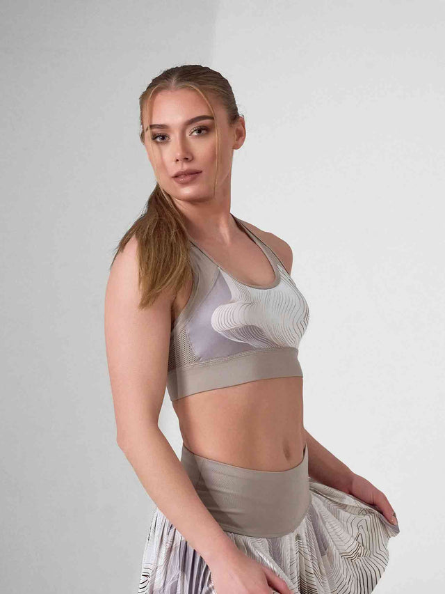 ELLE BRA | High Impact Compression Sports Bra with Crossback Design - inPhorm NYCLATTE PRINT