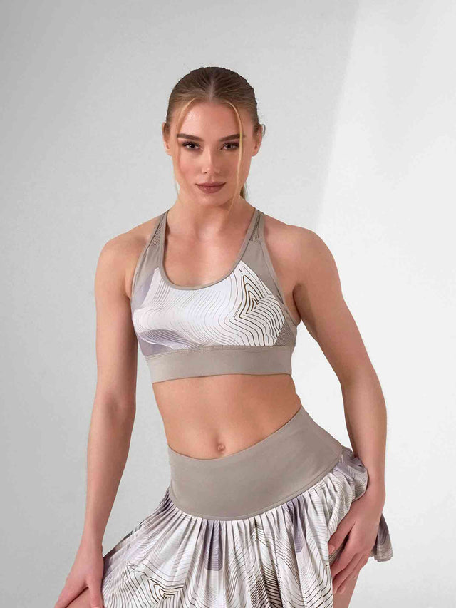 ELLE BRA | High Impact Compression Sports Bra with Crossback Design - inPhorm NYCLATTE PRINT