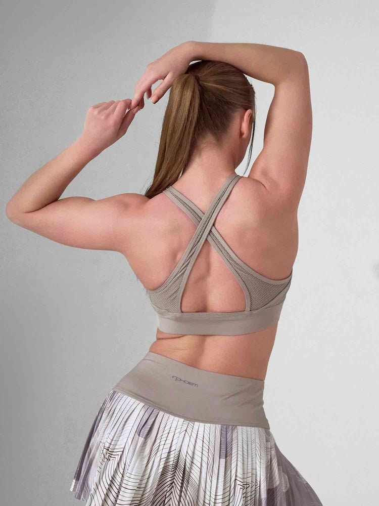ELLE BRA | High Impact Compression Sports Bra with Crossback Design - inPhorm NYCLATTE PRINT