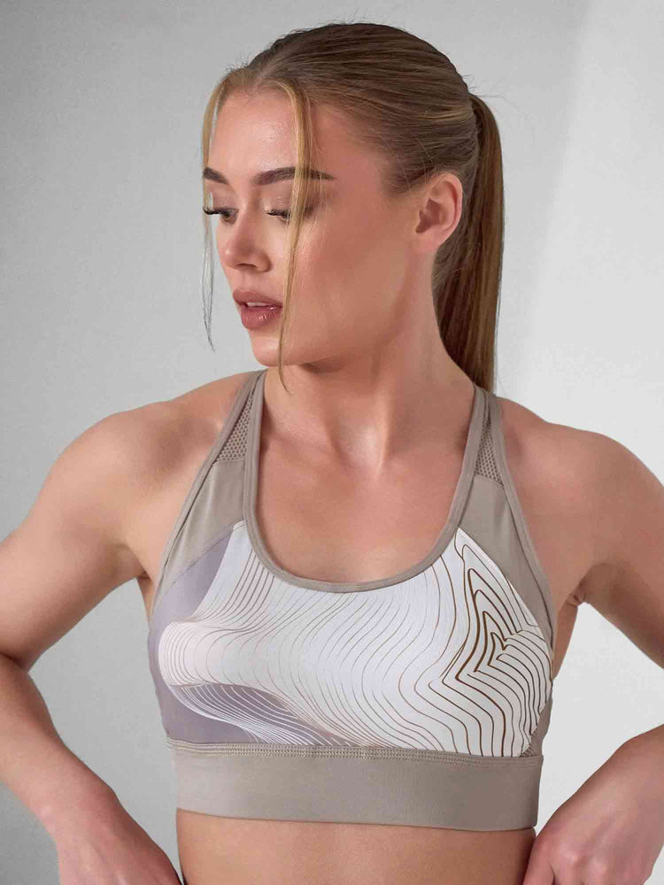 ELLE BRA | High Impact Compression Sports Bra with Crossback Design - inPhorm NYCLATTE PRINT