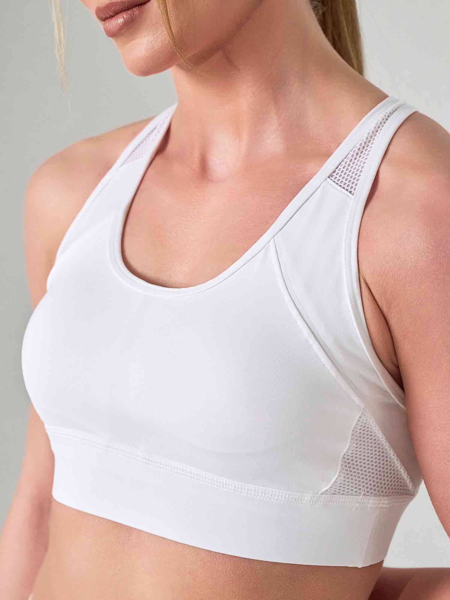 ELLE BRA | High Impact Compression Sports Bra with Crossback Design - inPhorm NYCWhite