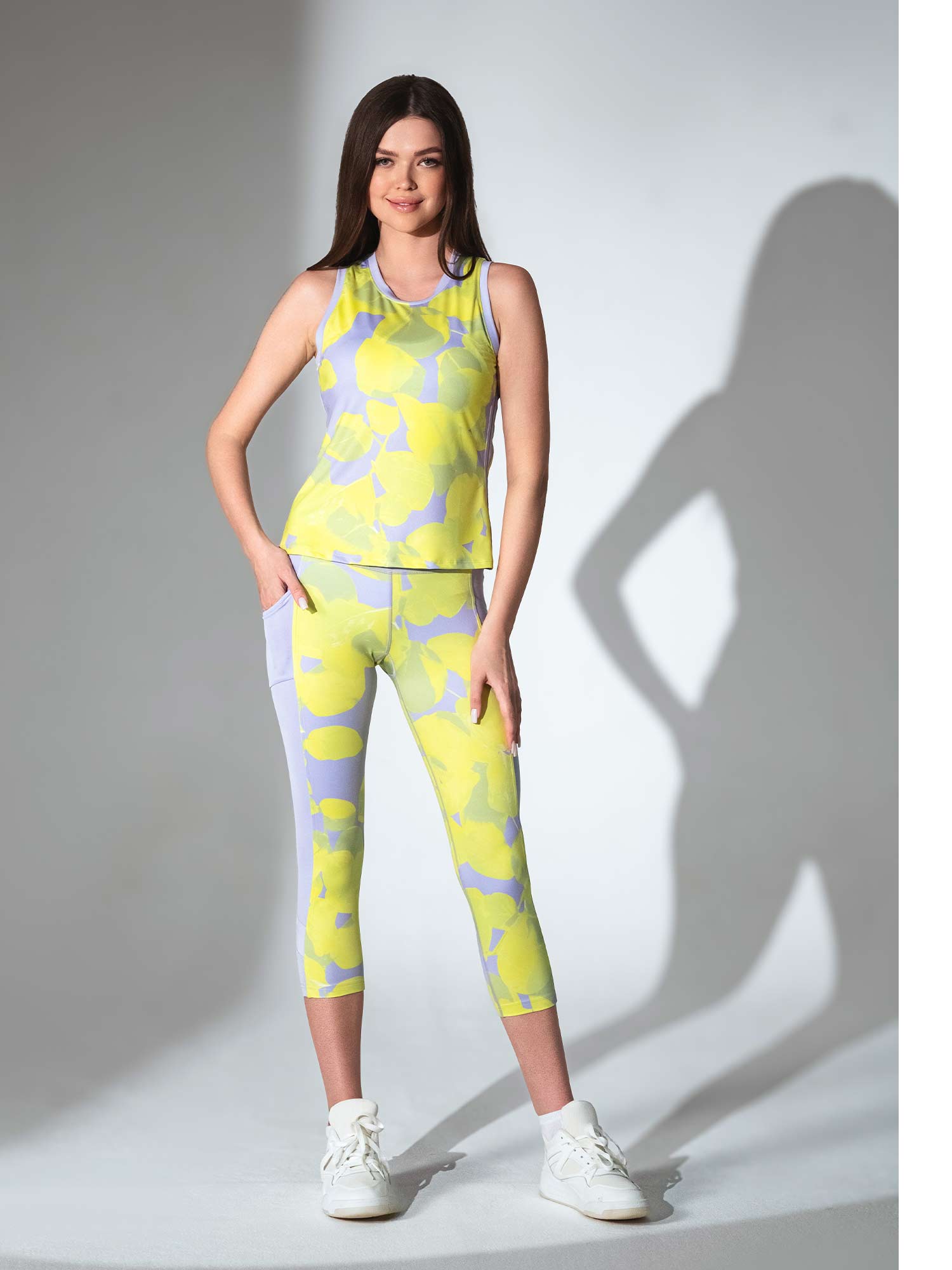 ELLE CAPRI | Performance Compression Leggings with Pockets Capris & Leggings - inPhorm NYCCOSMIC PRINT